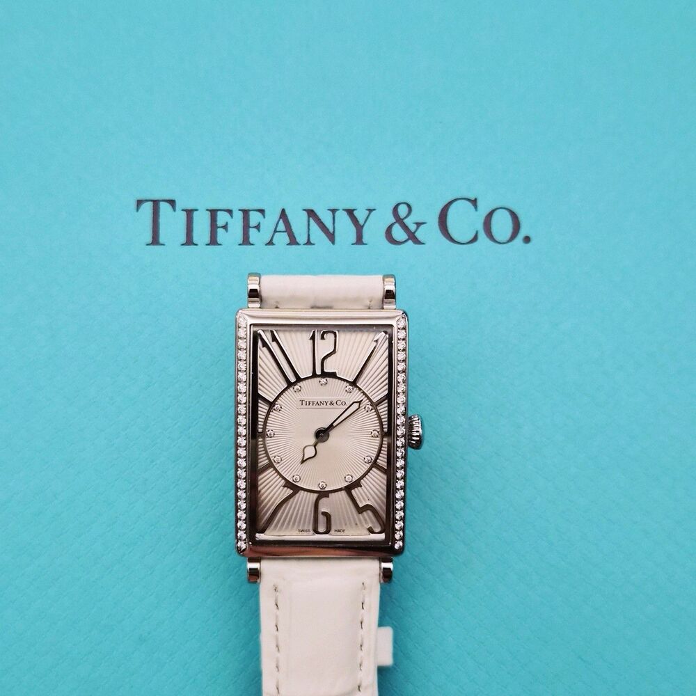 RARE Tiffany & Co. Gallery Diamond Dial Rectangle Tank Wrist Watch T3986